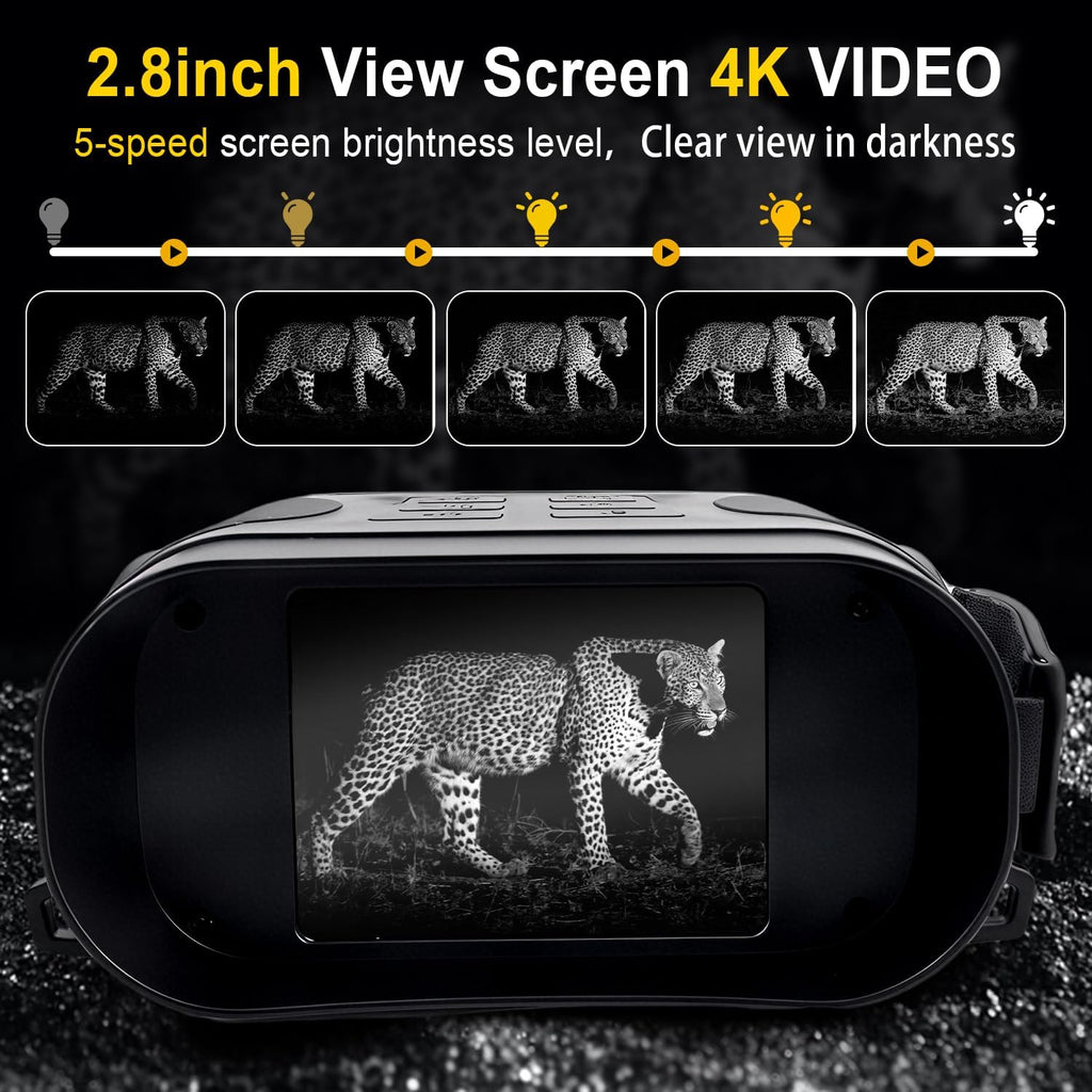 Night Vision Goggles - 4K Night Vision Binoculars for Adults Mit 32GB TFT Card 2700FT Ir/2000Mah, 2.8'' HD Screen, 7 Gear Infrared and 10X Digital Zoom for Outdoor Enthusiasts and Animal Watchers