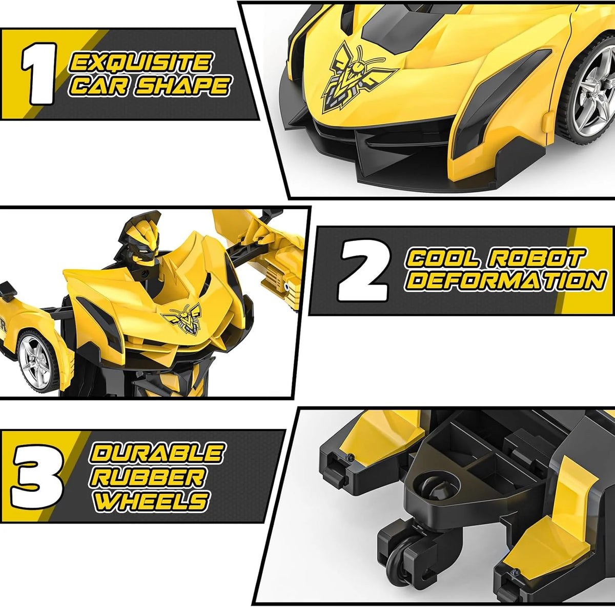 Rc Cars for Boys 4-7 8-12, 2.4Ghz Remote Control Car 1:18 Scale Transforming Robot, One-Button Deformation 360° Rotation Car Toy Gifts for Boys 3-5
