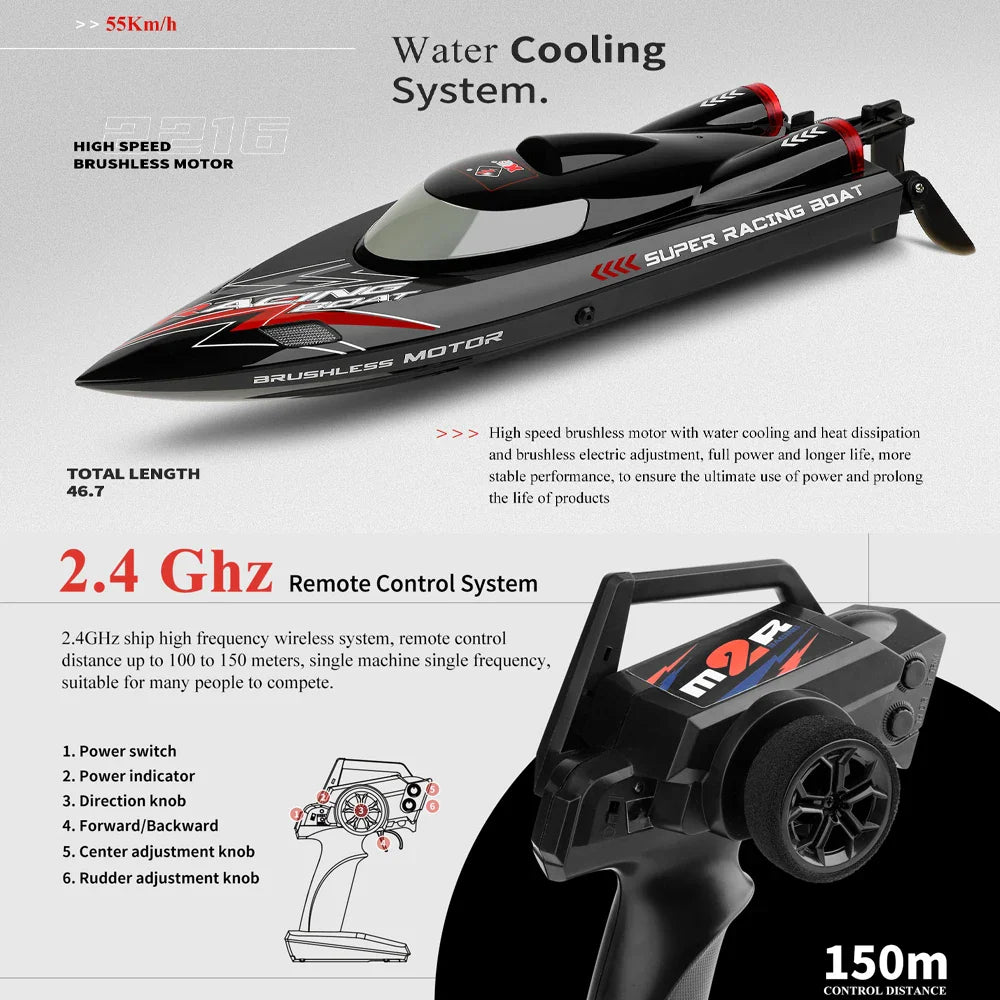 WL916 WL912-A RC Boat 2.4Ghz 55KM/H 35KM/H High Speed Racing Watercraft Remote Control Speedboat Toys for Boys
