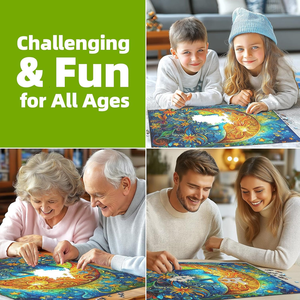Moon Puzzles for Adults 1000 Pieces Blue Girl Face Art Flowers Puzzle for Adults Jigsaw Puzzles 1000 Pieces with Letters on Back Hard Impossible Difficult Challenging Family Puzzle