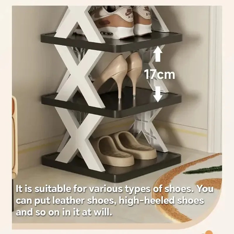 9/2-Level Shoe Rack, Can Hold 9 Pairs of Shoes, a Space-Saving Vertical Shoe Rack, a High and Narrow Shoe Rack for the Entrance Passage, Closet, Corridor, Bathroom, Dormitory, Plastic Stackable Shoe R