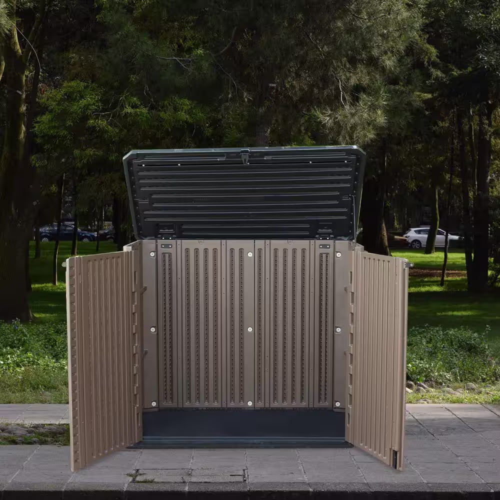 50 In. W X 29 In. D X 41 In. H HDPE Outdoor Storage Cabinet in Coffee (Shelves Not Included)