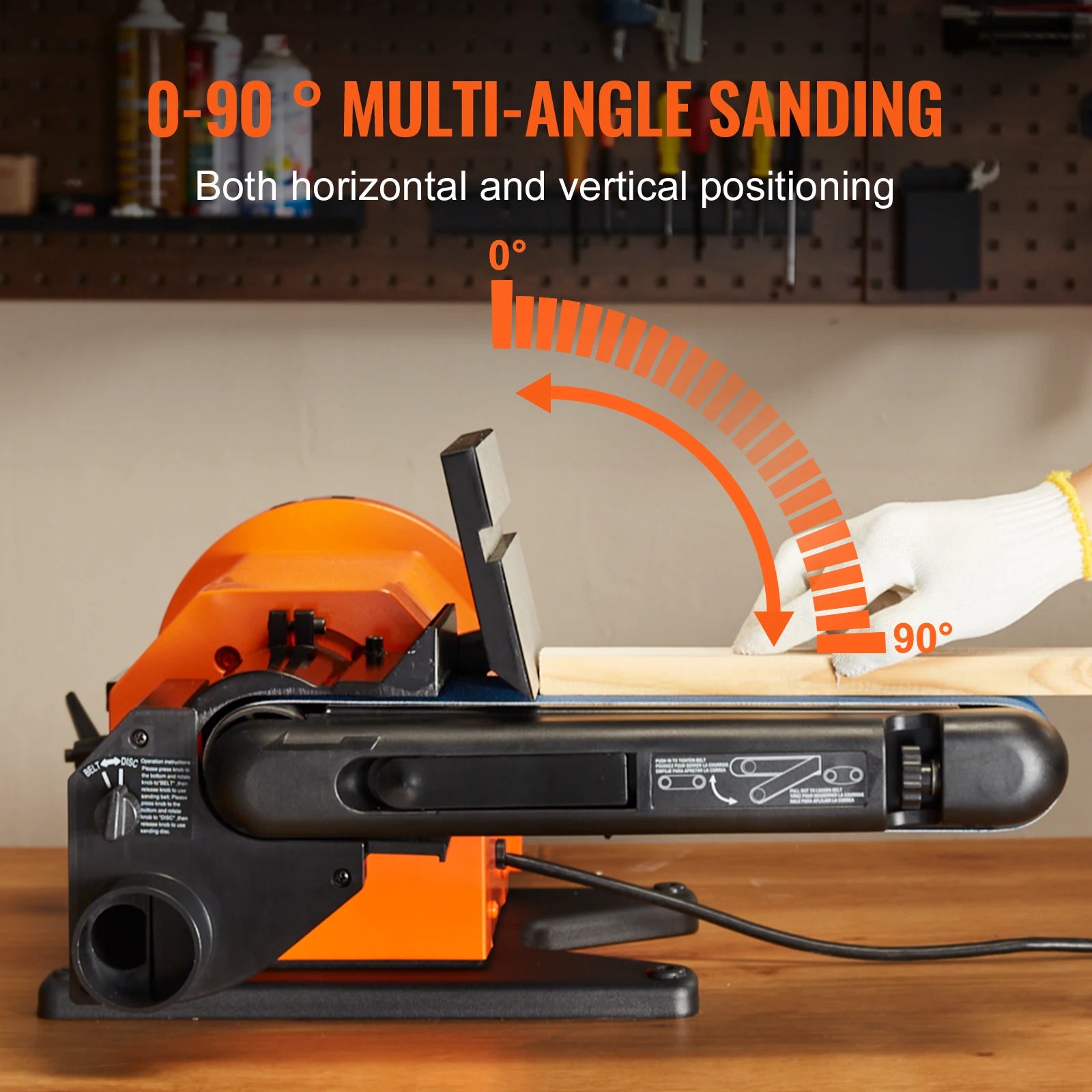 Belt Disc Sander Combo with 5A/4.3A/2.5A Induction Motor Belt Sanding Machine Woodworking Deburring Grinder Combo Bench
