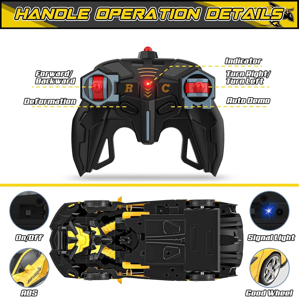 Rc Cars for Boys 4-7 8-12, 2.4Ghz Remote Control Car 1:18 Scale Transforming Robot, One-Button Deformation 360° Rotation Car Toy Gifts for Boys 3-5
