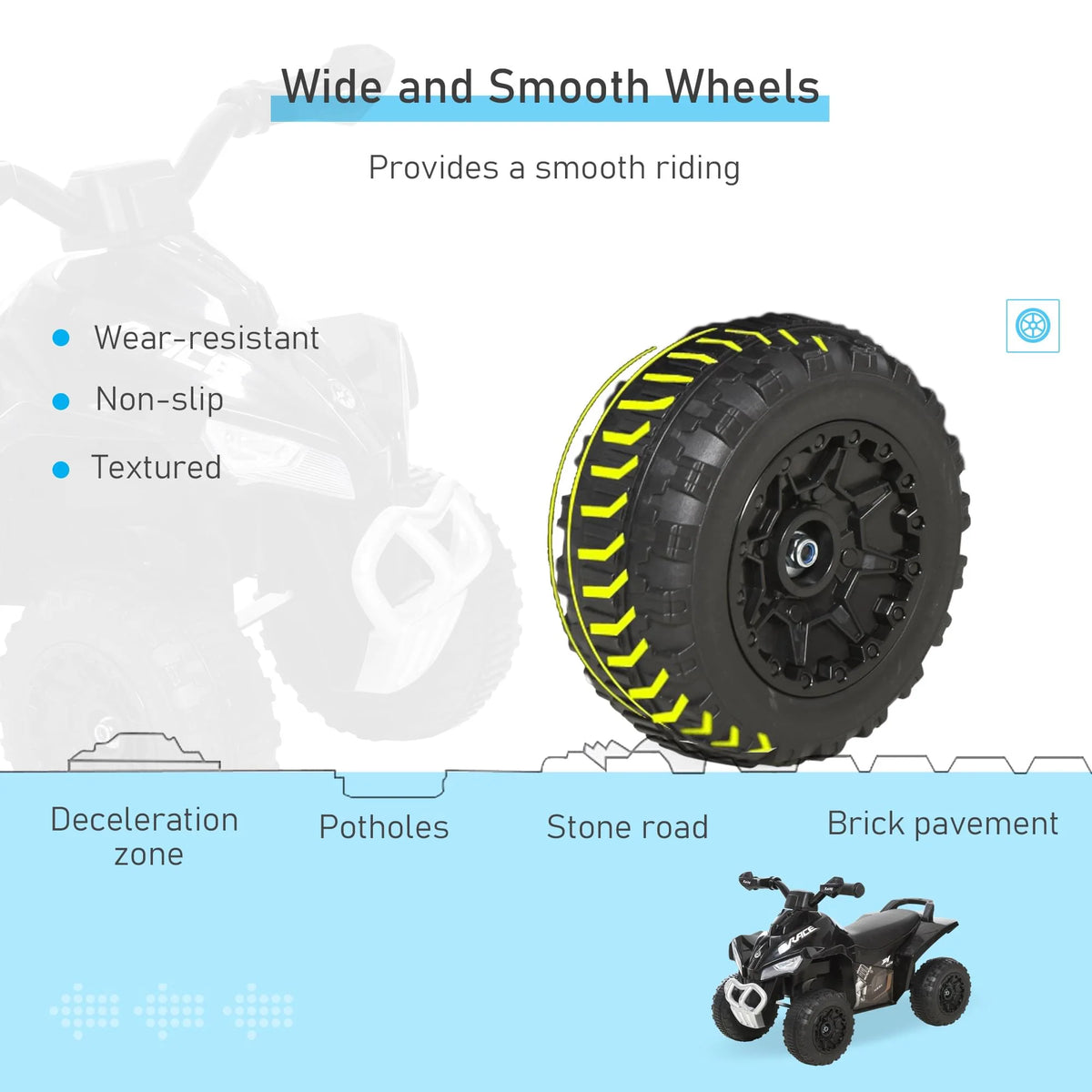 NO Power Kids Ride on Push Car, Ride Racer, Foot-To-Floor Sliding Car, Walking ATV Toy with Music, Lights, for 1.5-3 Years Old, Black