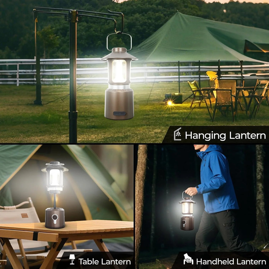 Rechargeable Camping Lantern | 8000Mah | 3 Light Modes | Adjustable Brightness & Height | up to 80Hrs | Vintage | Copper