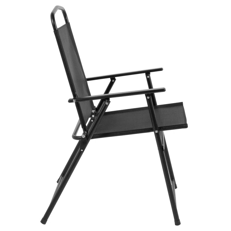 Amlie 6-Piece Rippled Glass Outdoor Patio Table Set with Folding Chairs by Flash Furniture