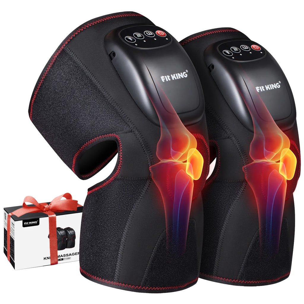Heated Knee Massager with Air Compression, Massage 3 Modes and 3 Levels for Swelling Stiff Joints, Stretched Ligament, Muscles Injuries FSA/HSA Eligible