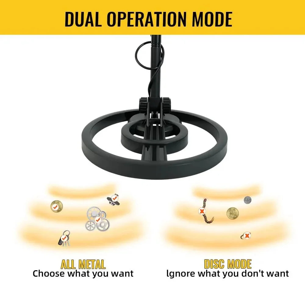 Professional Underground Metal Detector for Adults Waterproof Search Coil High Sensitivity Gold Silver Coin Treasure Hunter Adjustable Length Stem LCD Display Disc Mode Outdoor Beach Garden Archaeological Metal Detecting Equi