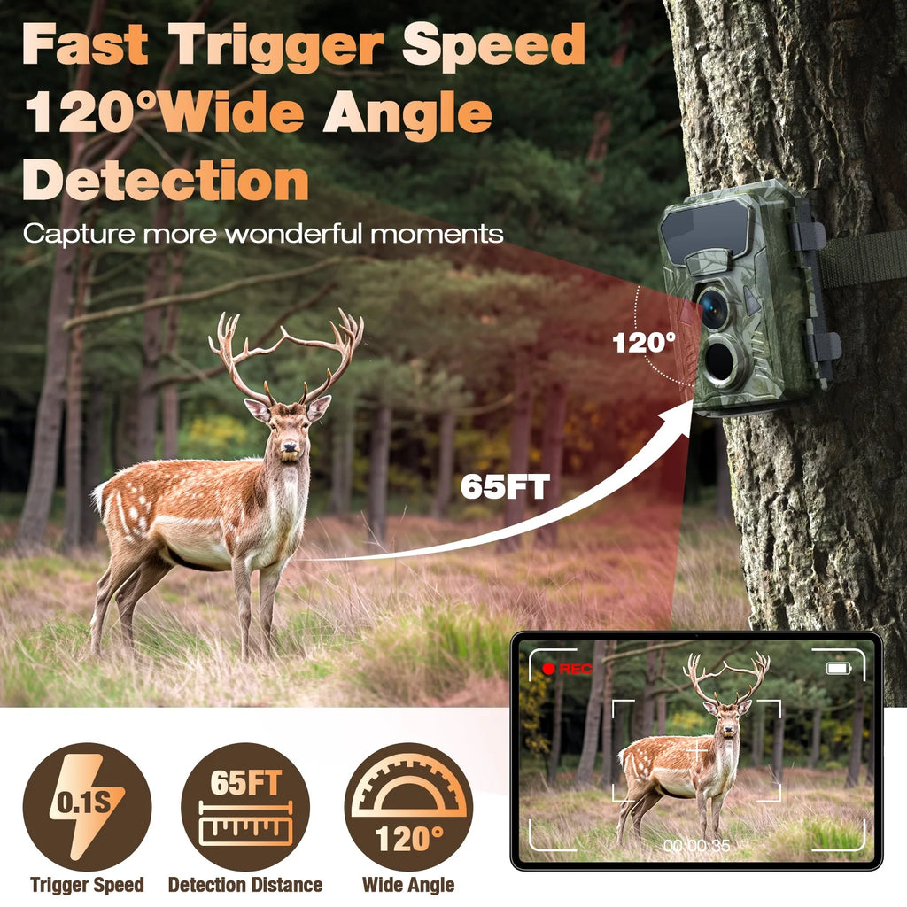 Trail Camera 4K 48MP Game Deer Hunting Camera with Night Vision Motion Activated Waterproof