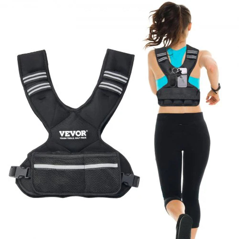Adjustable Weighted Vest, 11-20Lb Weight Vest with 6 Ironsand Weights and Reflective Stripe, Body Weight Vest Exercise Set for Men Women, Workout Equipment for Strength Training Running Jogging