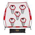 6 X 6 Ft Football Trainer Throwing Net, Training Throwing Target Practice Net with 5 Target Pockets, Knotless Net Includes Straps and Portable Carry Case, Improve QB Throwing Accuracy, Red