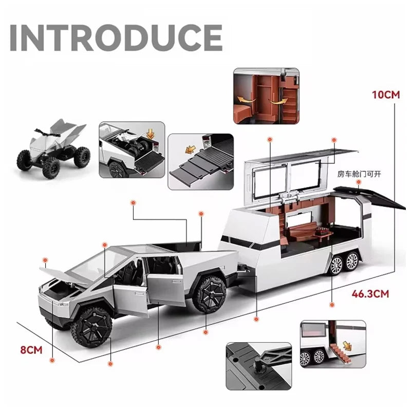 Diecast Metal Pickup Truck Toys for Boys Age 3-8 with Pull Back Toy Cars Gift for Kids