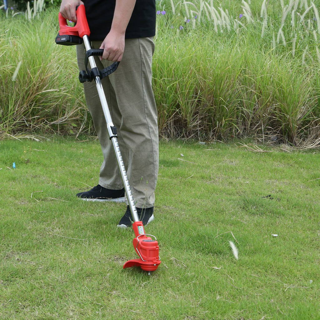 1Set Electric Cordless Grass Trimmer with 2 Alloy Saw Blades 2 Alloy Blades 10 Plastic Blades 2 Rechargeable Batteries Goggles Gloves Auxiliary Handle Fedex Shipping