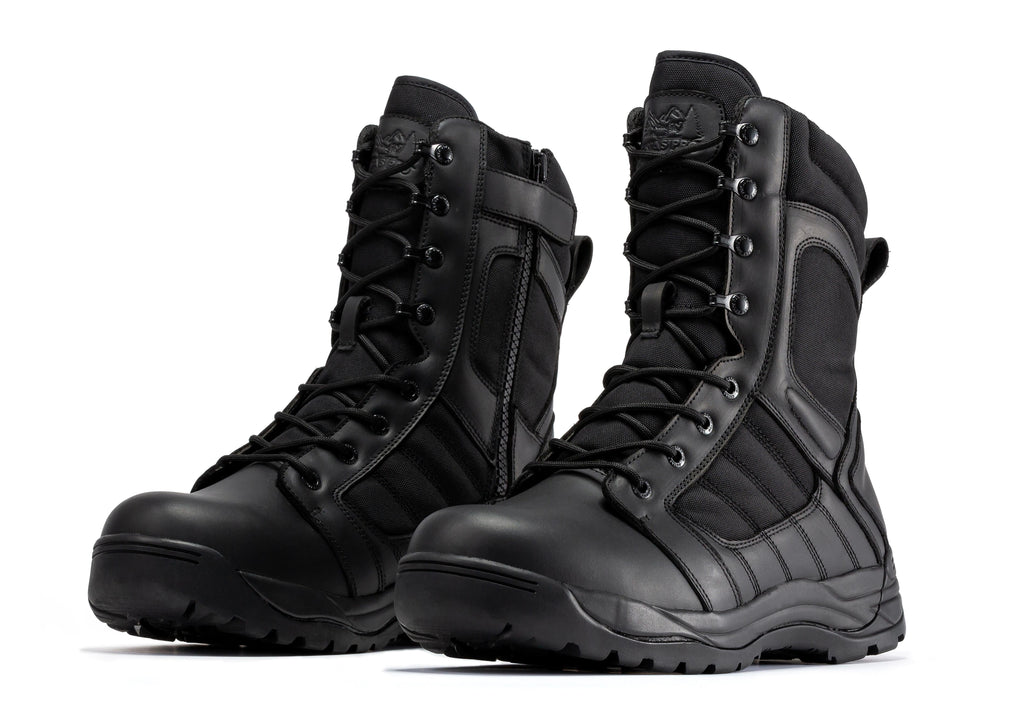 Botas Pro Black Men's 8 inch Side Zipper Rubber Sole Tactical Boots BMP110BK