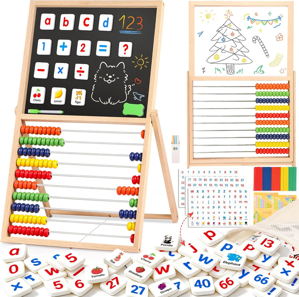 Magnetic Letters and Numbers, Abacus for Kids Math, Fridge Magnets Easel for Kids, Alphabet Magnets, Magnetic Alphabet Letters, Learning Educational Toys Gifts for 3 4 5 6 7 8+ Year Old Girls Boys
