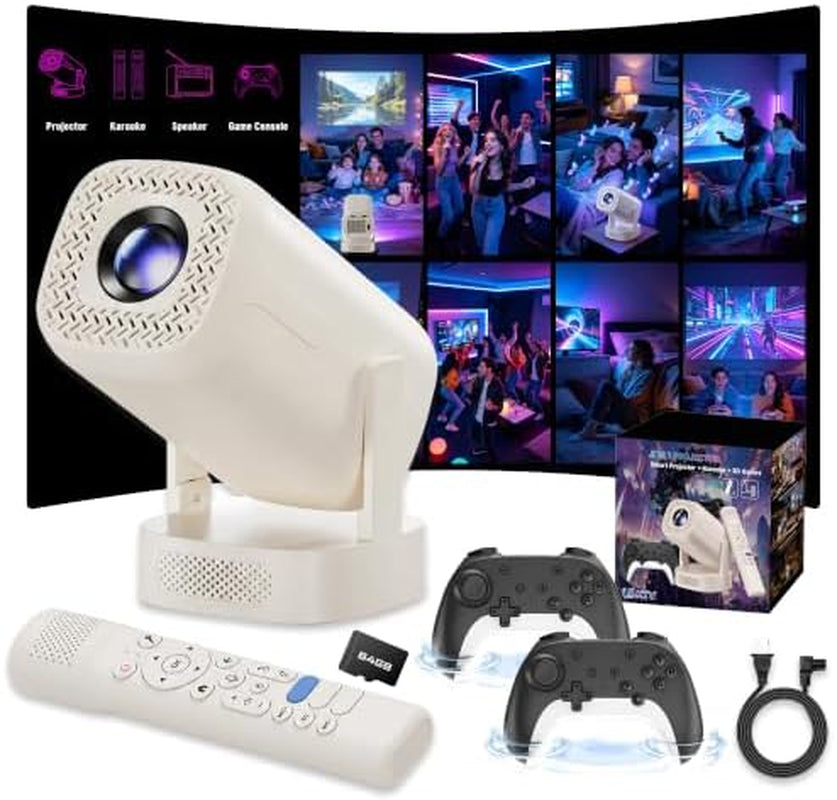 U5 4-In-1 Mini Projector with Wifi and Bluetooth,Games+Karaoke+Speaker
