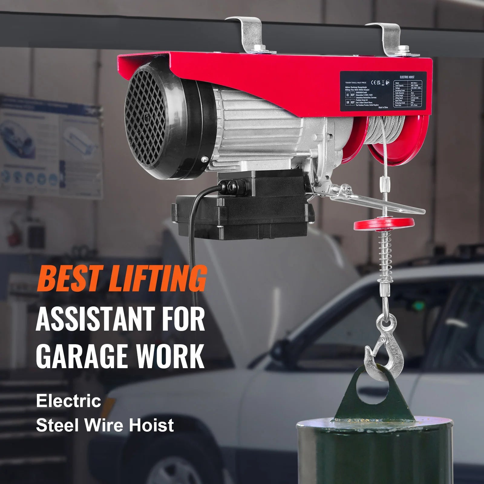 400-1000Kg Electric Hoist Lifting Crane Cable Hoist Winch for Boat Car Garage Elevator with Wired Remote Control Lifter