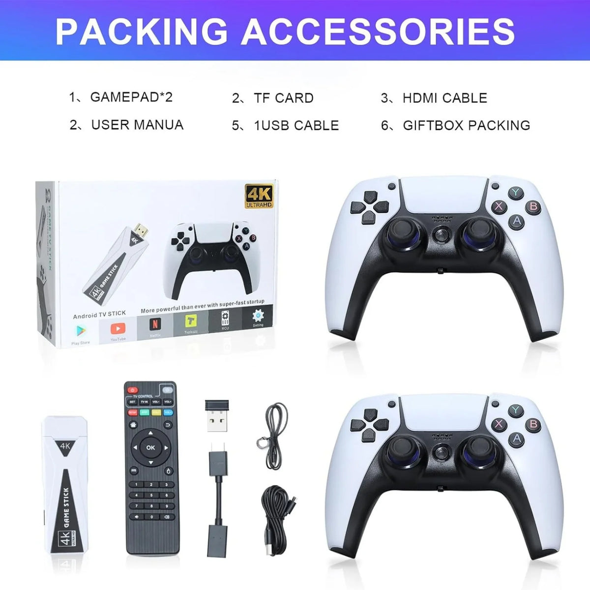 U10 Game Console with 10000 Games, 4K HDMI, Wireless Controllers