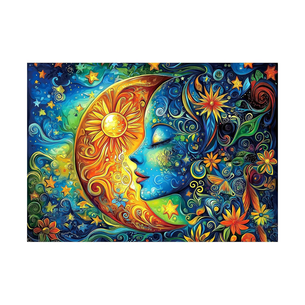 Moon Puzzles for Adults 1000 Pieces Blue Girl Face Art Flowers Puzzle for Adults Jigsaw Puzzles 1000 Pieces with Letters on Back Hard Impossible Difficult Challenging Family Puzzle