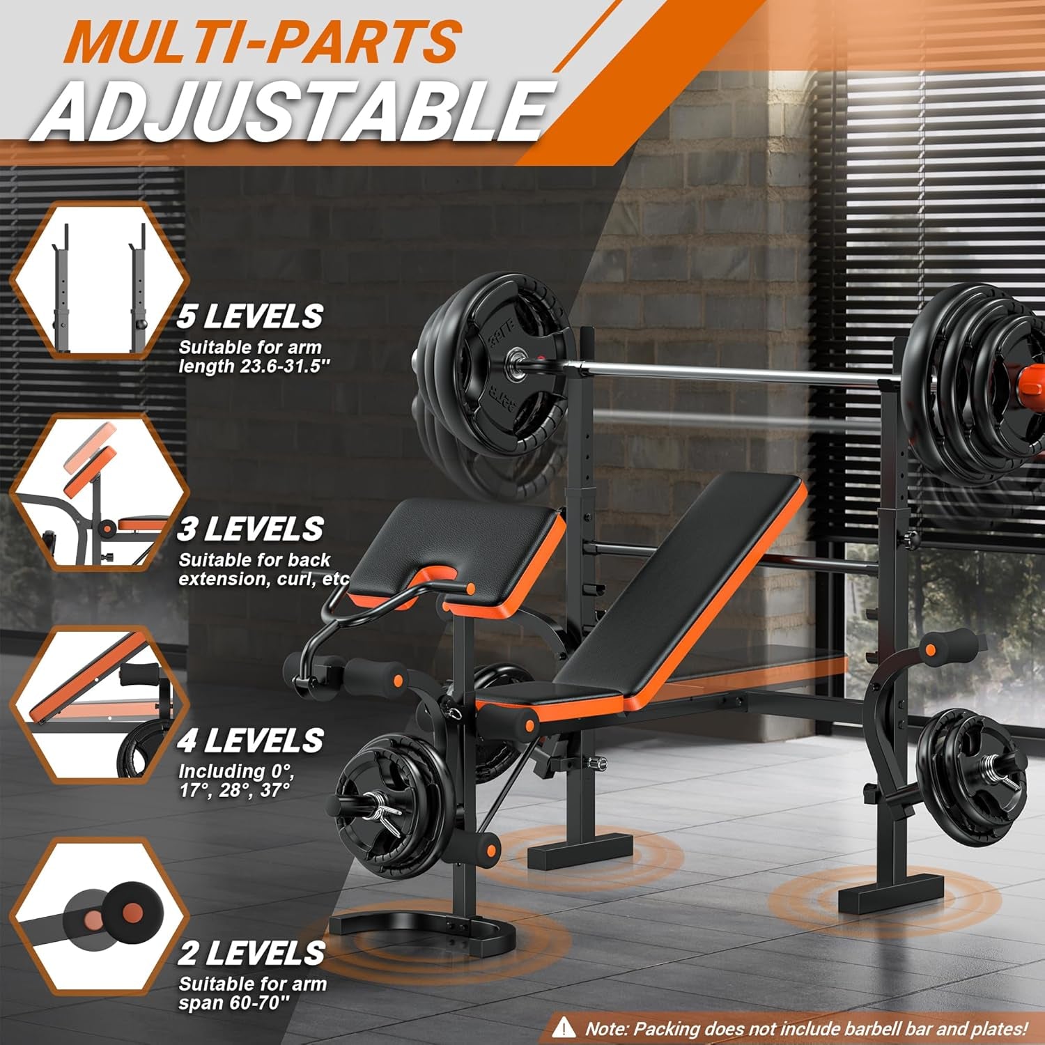Weight Bench, 770LBS Bench Press Set with Leg Extension, 6 in 1 Olympic Weight Bench for Home Gym, Adjustable Workout Bench with Rack & Preacher Pad, Flat Incline Bench for Weight Lifting
