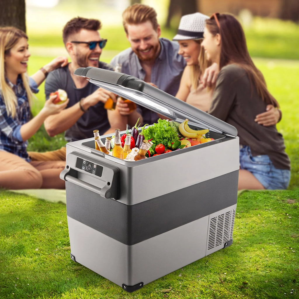 VEVOR 12 Volt Refrigerator, 58 Quart Car Refrigerator, Dual Zone Portable Refrigerator,Rv Refrigerator with 12/24V DC and 110-240V AC, Freezer Fridge Cooler, for Car, RV, Camping and Home Use