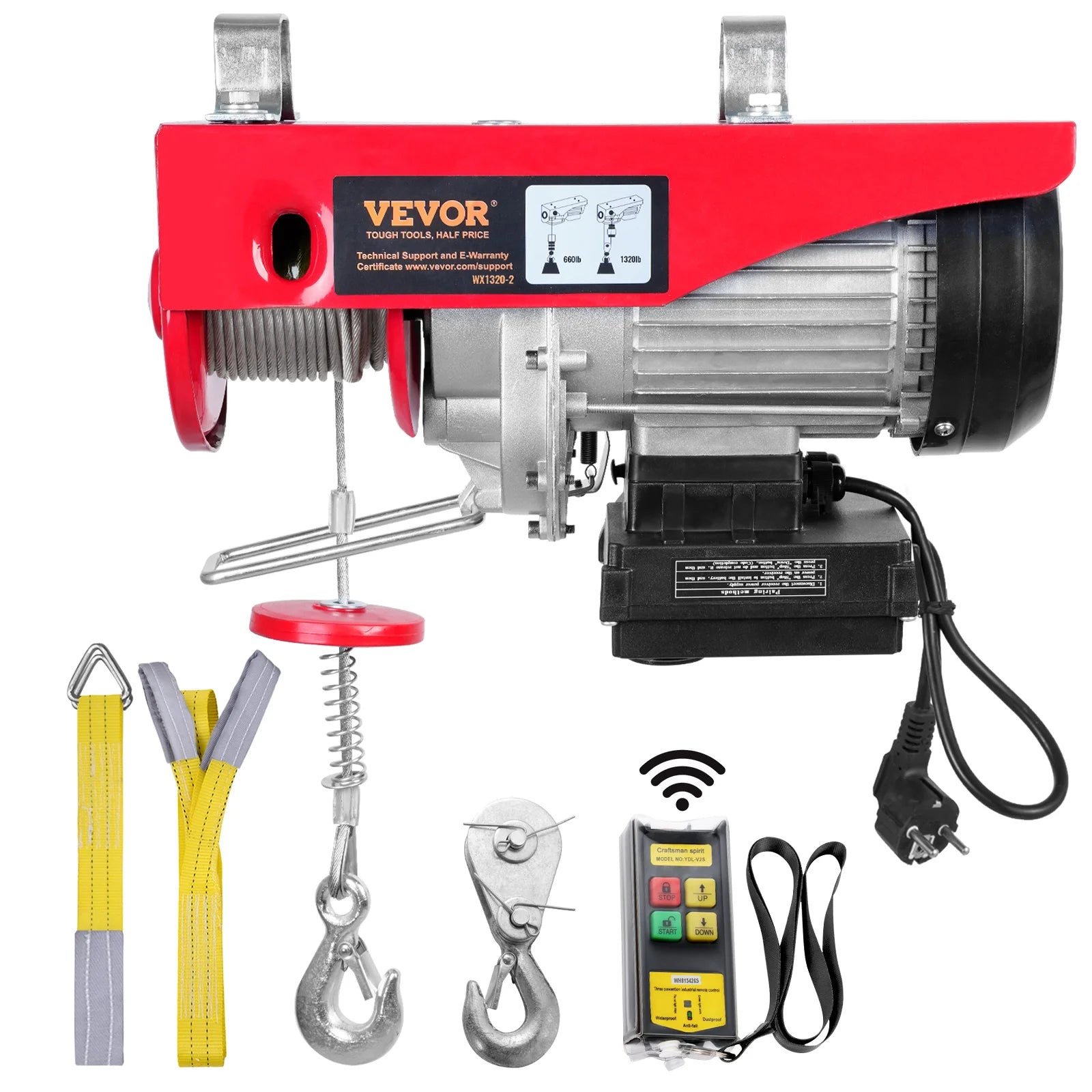 400-1000Kg Electric Hoist Lifting Crane Cable Hoist Winch for Boat Car Garage Elevator with Wired Remote Control Lifter