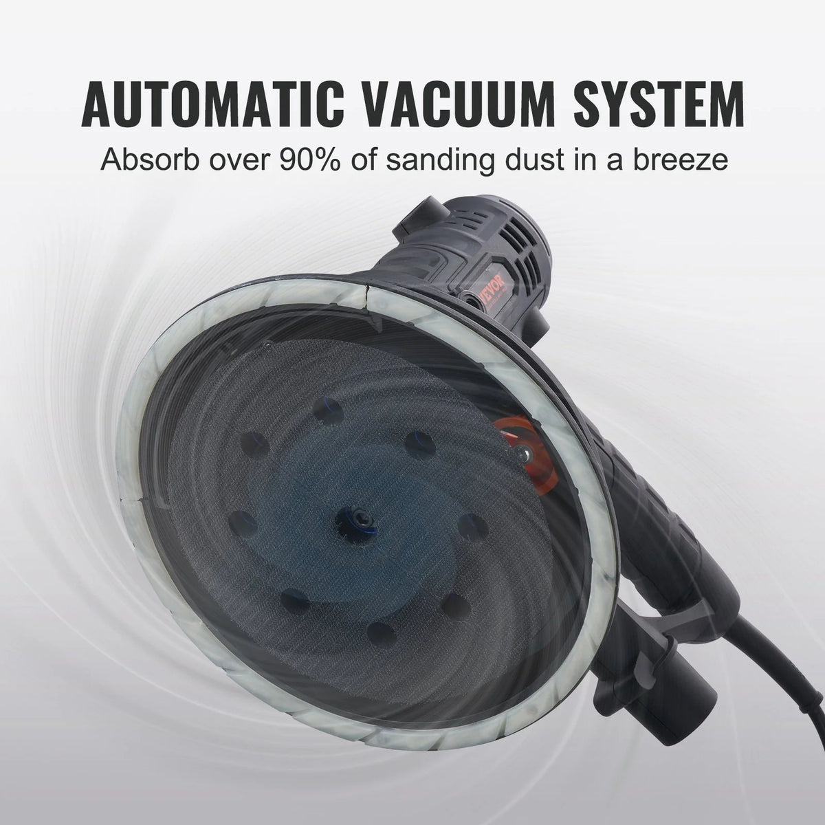 VEVOR Drywall Sander 800W Brush Motor 1200-2300RPM Variable Speed & Auto Vacuum