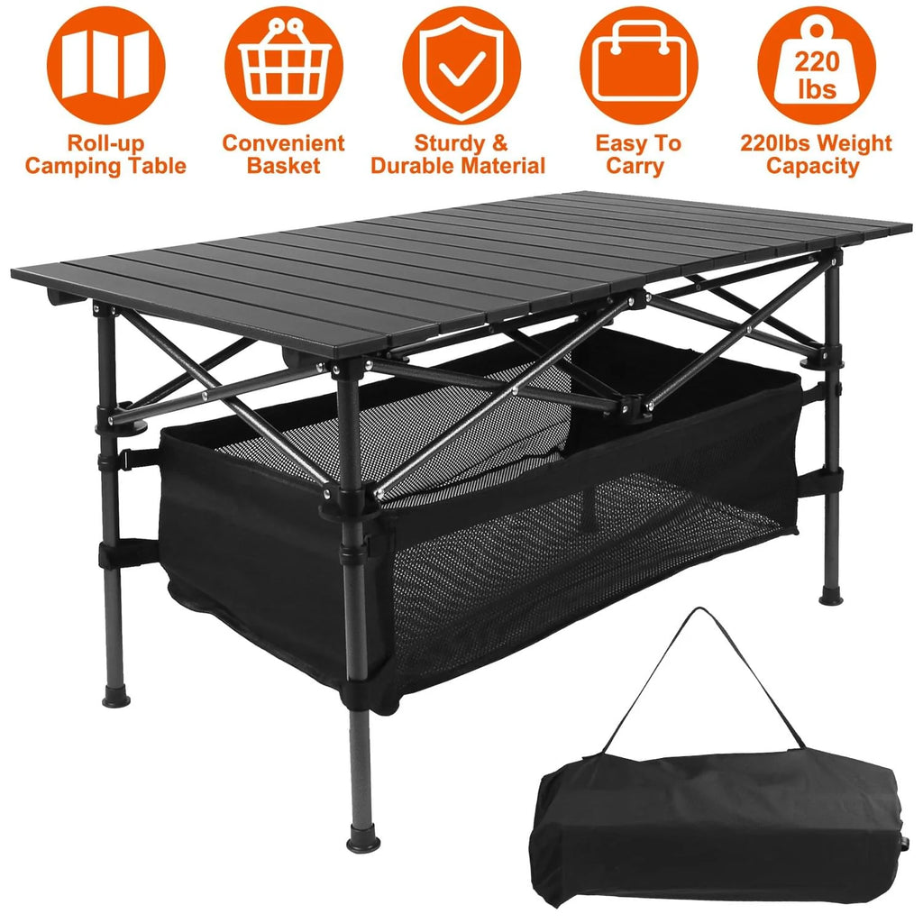 1Pc Folding Camping Table Portable Lightweight Aluminum Roll-Up Picnic BBQ Desk with Carrying Bag for Outdoor Beach Backyard Party Patio Fedex Shipping