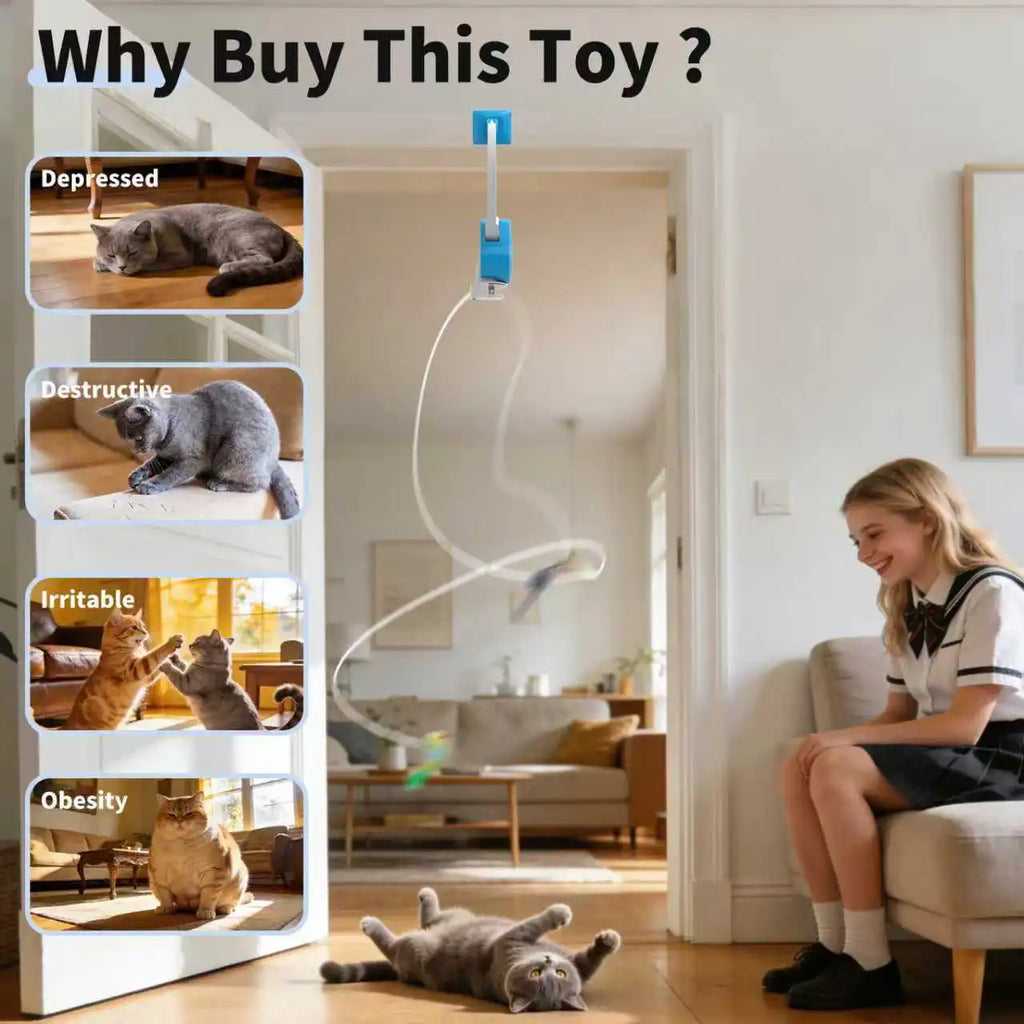 Interactive Cat Toys for Indoor Cats Automatic Electric Flying Bird Feather Mouse Toy ，Hanging Electric Kitty Toys ﻿