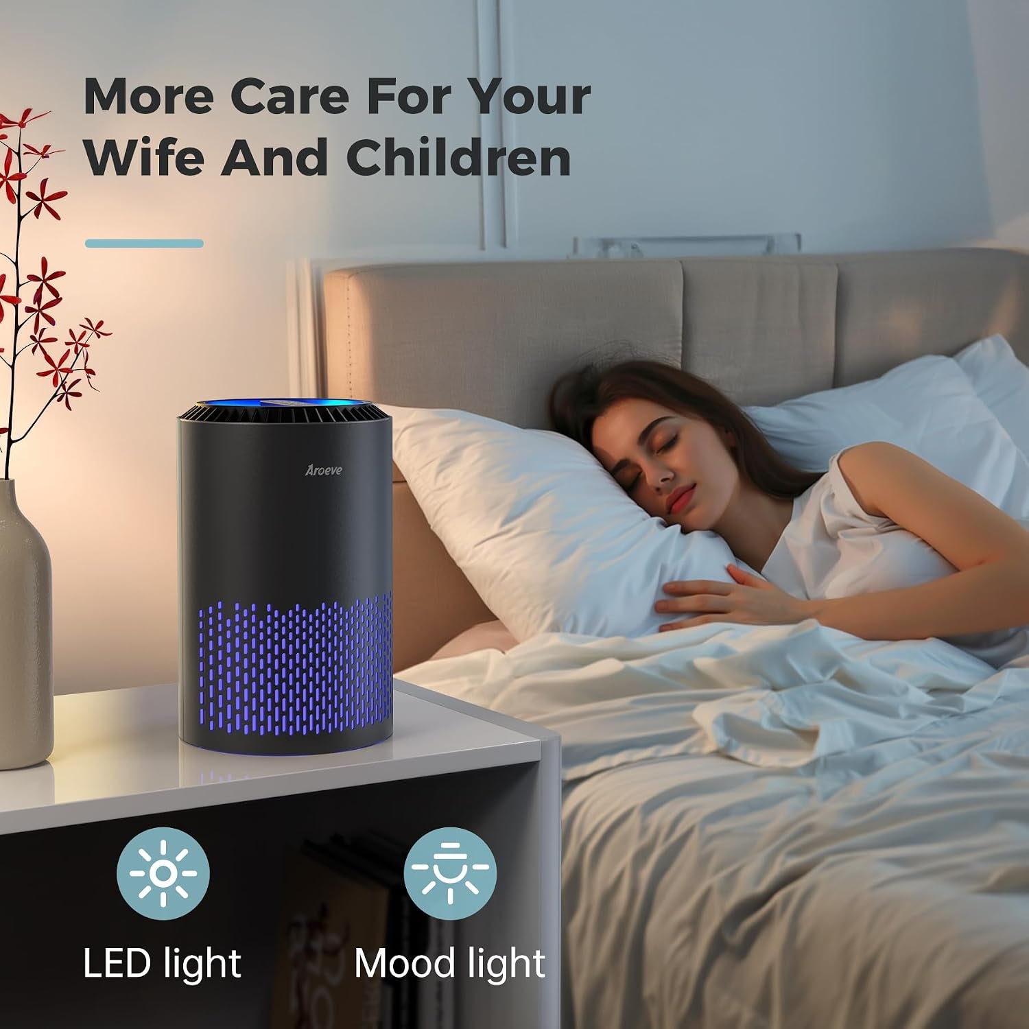 Air Purifiers for Bedroom Home, Air Purifier for Smoke Pollen Dander Hair Smell Air Cleaner with Sleep Mode Speed Control for Bedroom Office, MK01- Black(Available for California)
