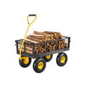 500 Lbs Steel Garden Cart, Heavy Duty Garden Wagon Cart Pullable on Wheels, Metal Yard Utility Wagon Carts with 10 All Terrain Tires, Mesh Removable Sides and 180¡Ãrotating Handle