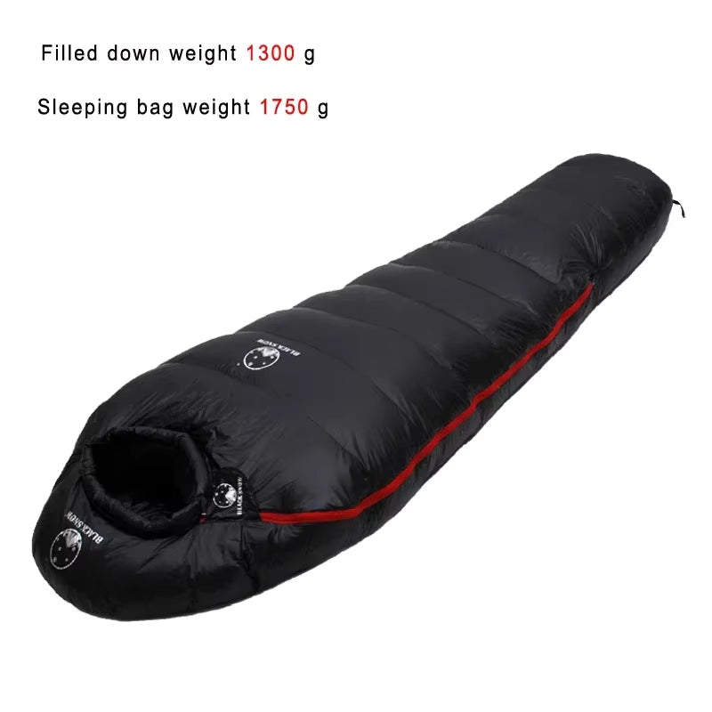 Very Warm White Goose down Filled Adult Mummy Style Sleeping Bag Fit for Winter Thermal 4 Kinds of Thickness Camping Travel