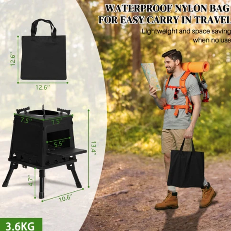 Wrought Iron Panel 27X27X34Cm Black Detachable Piece Portable Camping Stove