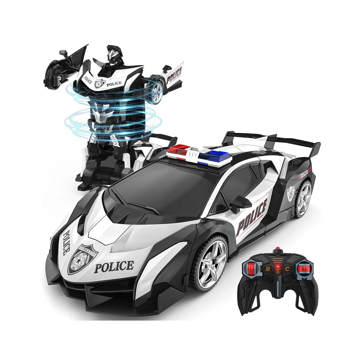 Rc Cars for Boys 4-7 8-12, 2.4Ghz Remote Control Car 1:18 Scale Transforming Robot, One-Button Deformation 360° Rotation Car Toy Gifts for Boys 3-5