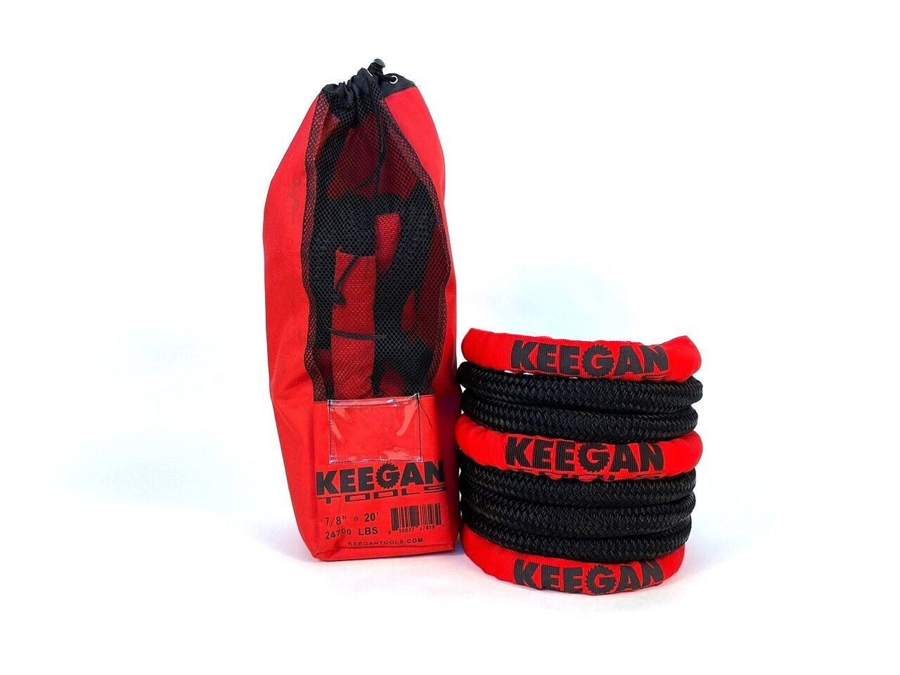 KEEGAN TOOLS 1.25"X30' Kinetic Energy Recovery Rope 46000 Lbs Tow Rope Carry Bag