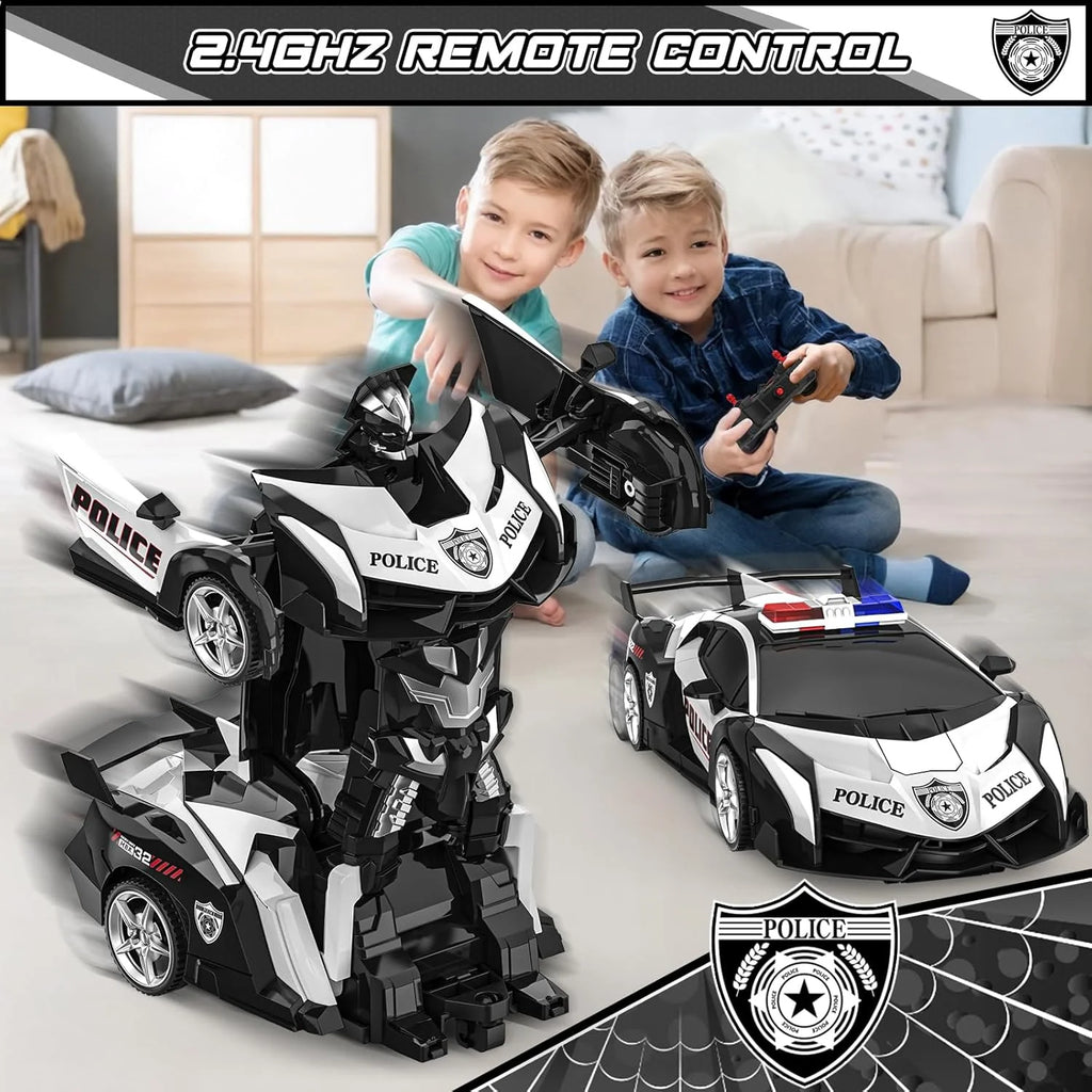 Rc Cars for Boys 4-7 8-12, 2.4Ghz Remote Control Car 1:18 Scale Transforming Robot, One-Button Deformation 360° Rotation Car Toy Gifts for Boys 3-5
