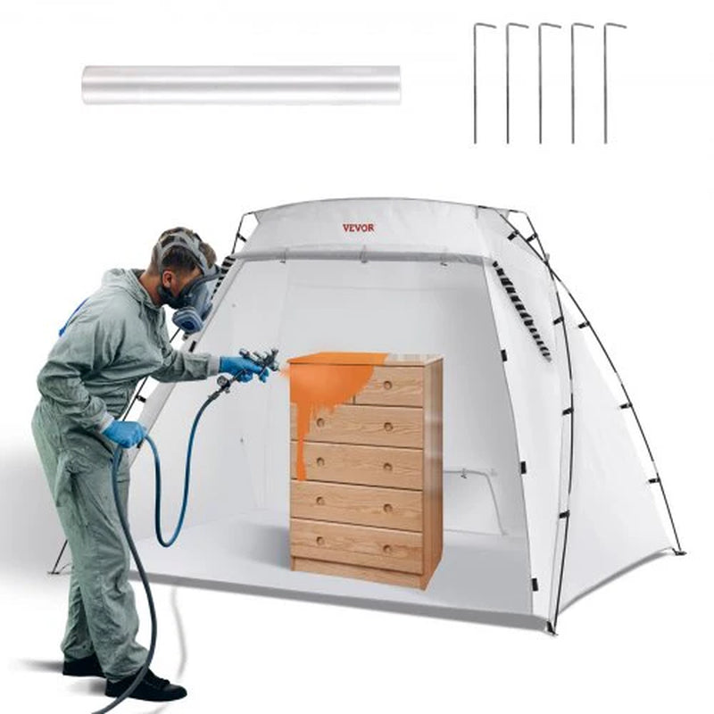 VEVOR Portable Paint Booth, Larger Spray Paint Tent with Built-In Floor & Mesh Screen, Painting Tent Station for Furniture DIY Hobby Tool, 7.5X5.2X5.2Ft Spray Paint Shelter