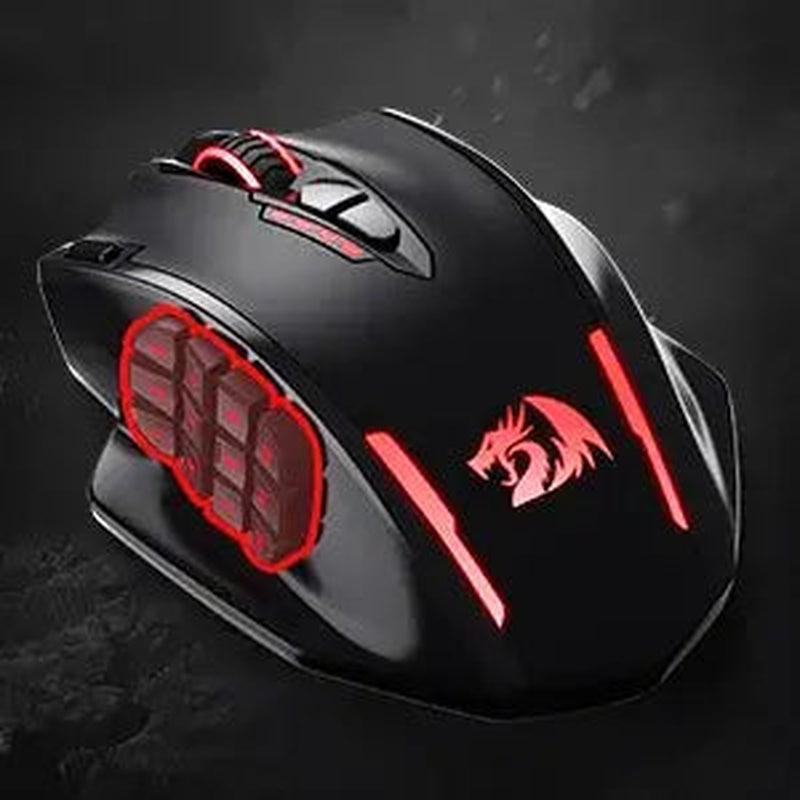 Redragon M913 Gaming 16000 DPI Wired 2.4Ghz Wireless RGB Optical Gamer Mice 16 Programmable Buttons, Black/White Mouse