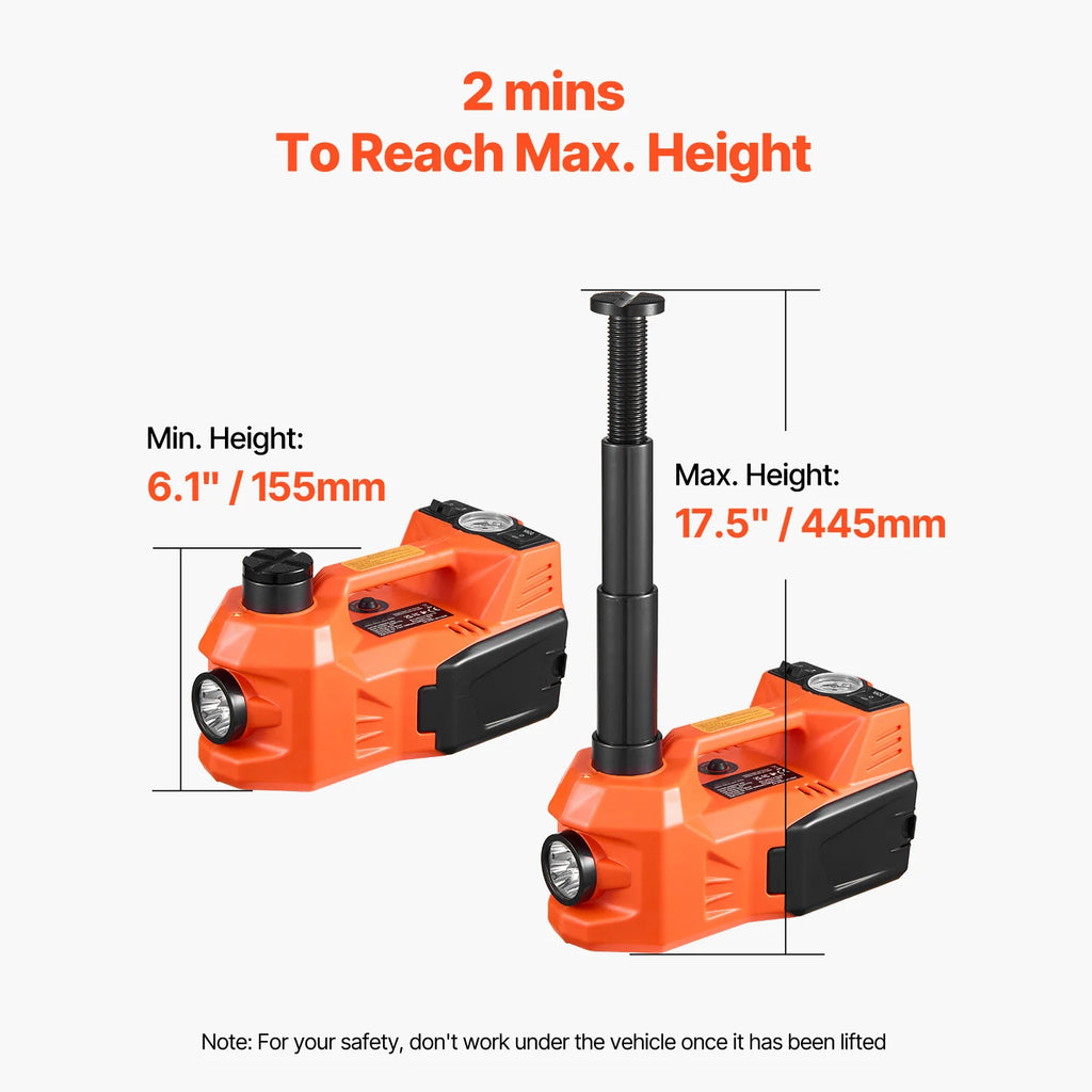 Electric Car Jack, 5 Tons /11000 Lbs, Electric Scissor Jack with Built-In Inflator, 12V Adjustable Tire Change Replacement with Secure Hammer & LED Light, Portable Jack Kit for Sedan, SUV, Truck