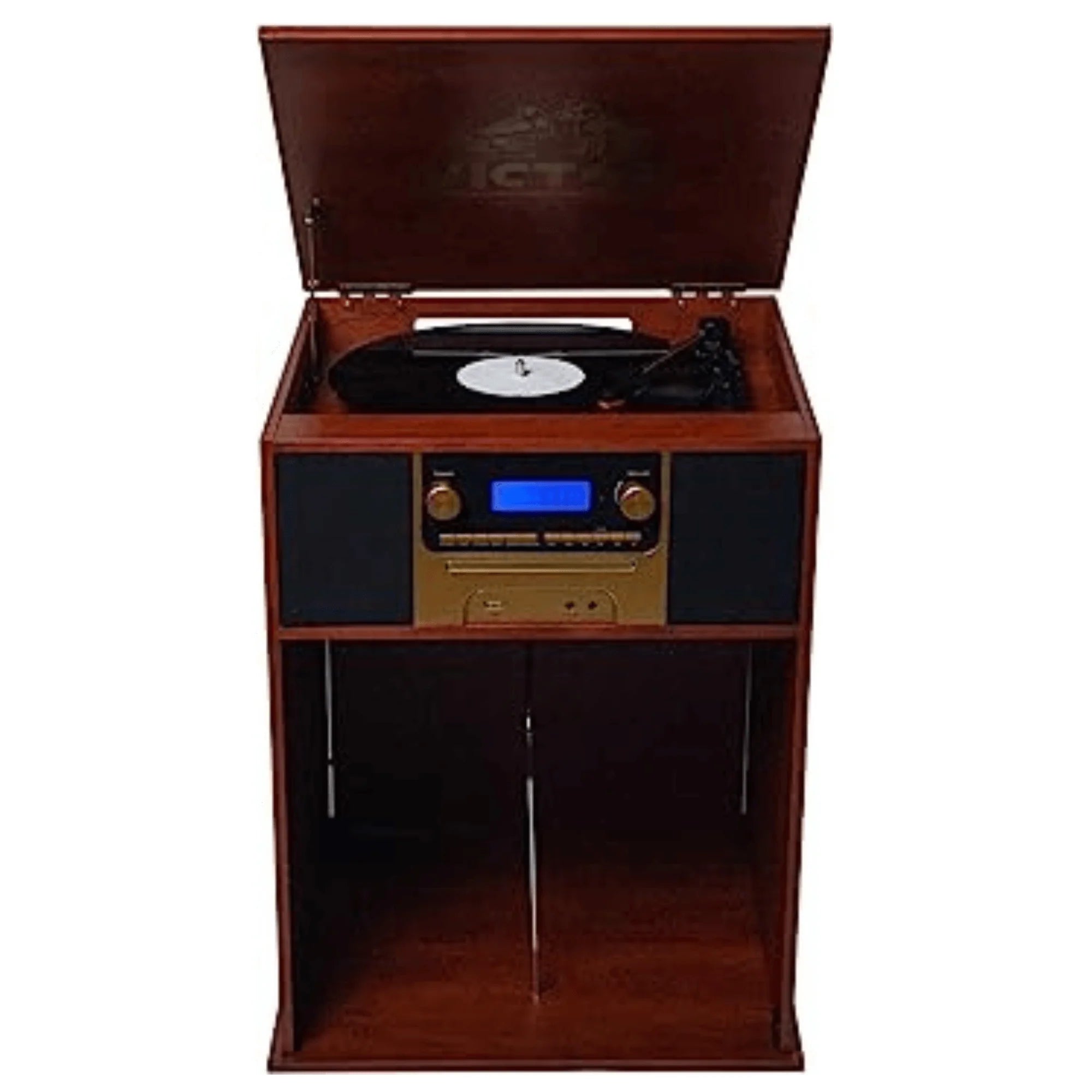 Victor Boyleston 7-In-1 3-Speed Turntable Music Center W Album Storage and USB Port