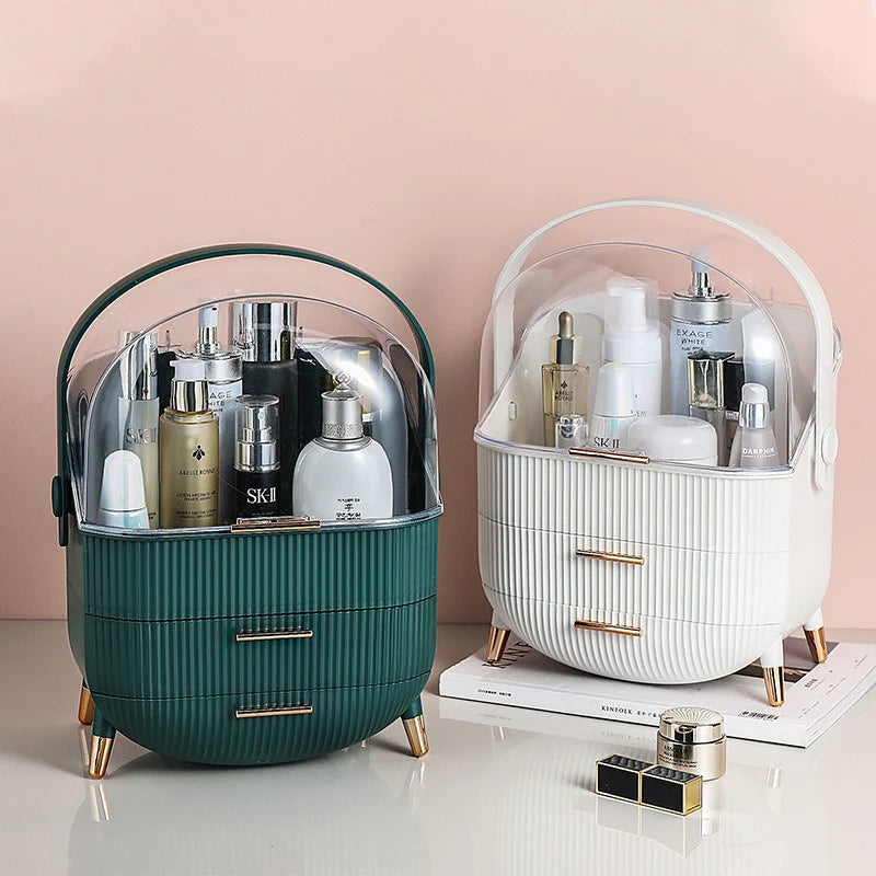Luxury Cosmetics Storage Box, Dust-Proof Skincare Product Desktop Organizer, Organizer, Household Storage Cabinet, Dressing Table
