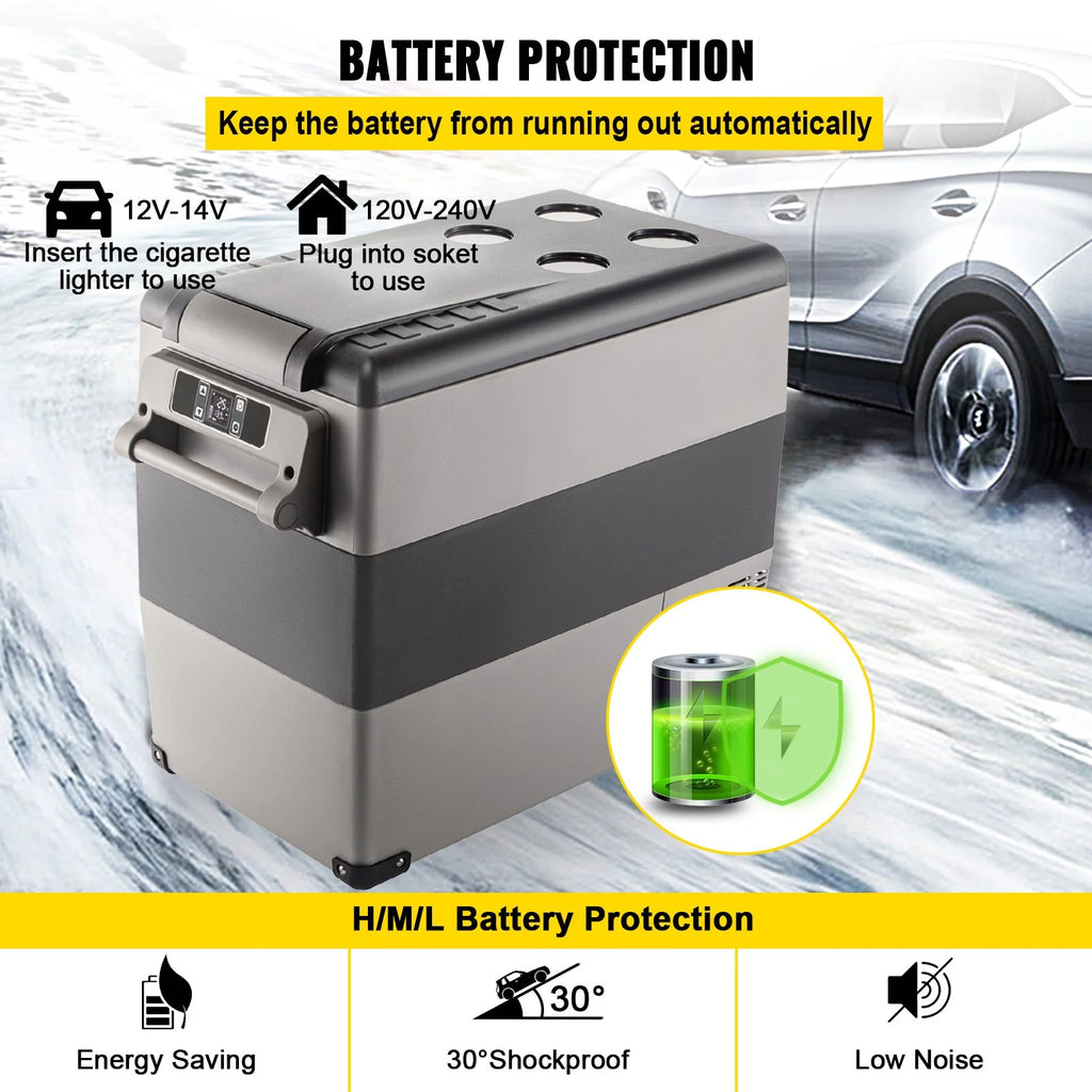 VEVOR 12 Volt Refrigerator, 58 Quart Car Refrigerator, Dual Zone Portable Refrigerator,Rv Refrigerator with 12/24V DC and 110-240V AC, Freezer Fridge Cooler, for Car, RV, Camping and Home Use