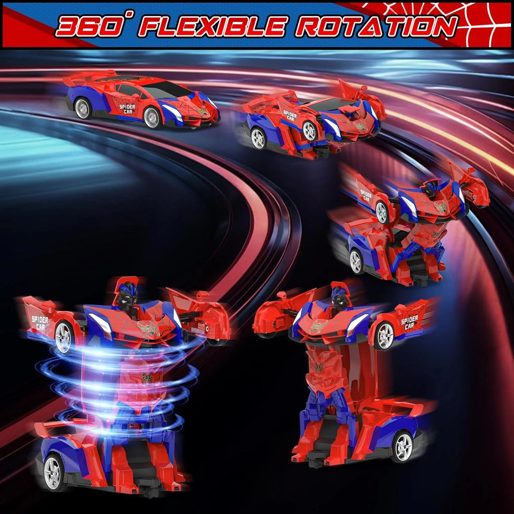Rc Cars for Boys 4-7 8-12, 2.4Ghz Remote Control Car 1:18 Scale Transforming Robot, One-Button Deformation 360° Rotation Car Toy Gifts for Boys 3-5