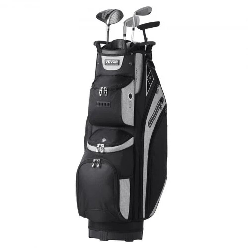 Golf Cart Bag with 14 Way Organizer Divider Top, 36 13 Pockets Premium Cart Bag, Durable Golf Bags with Handles & Dust Cover & Detachable Straps for Men & Women, Black Color-Block