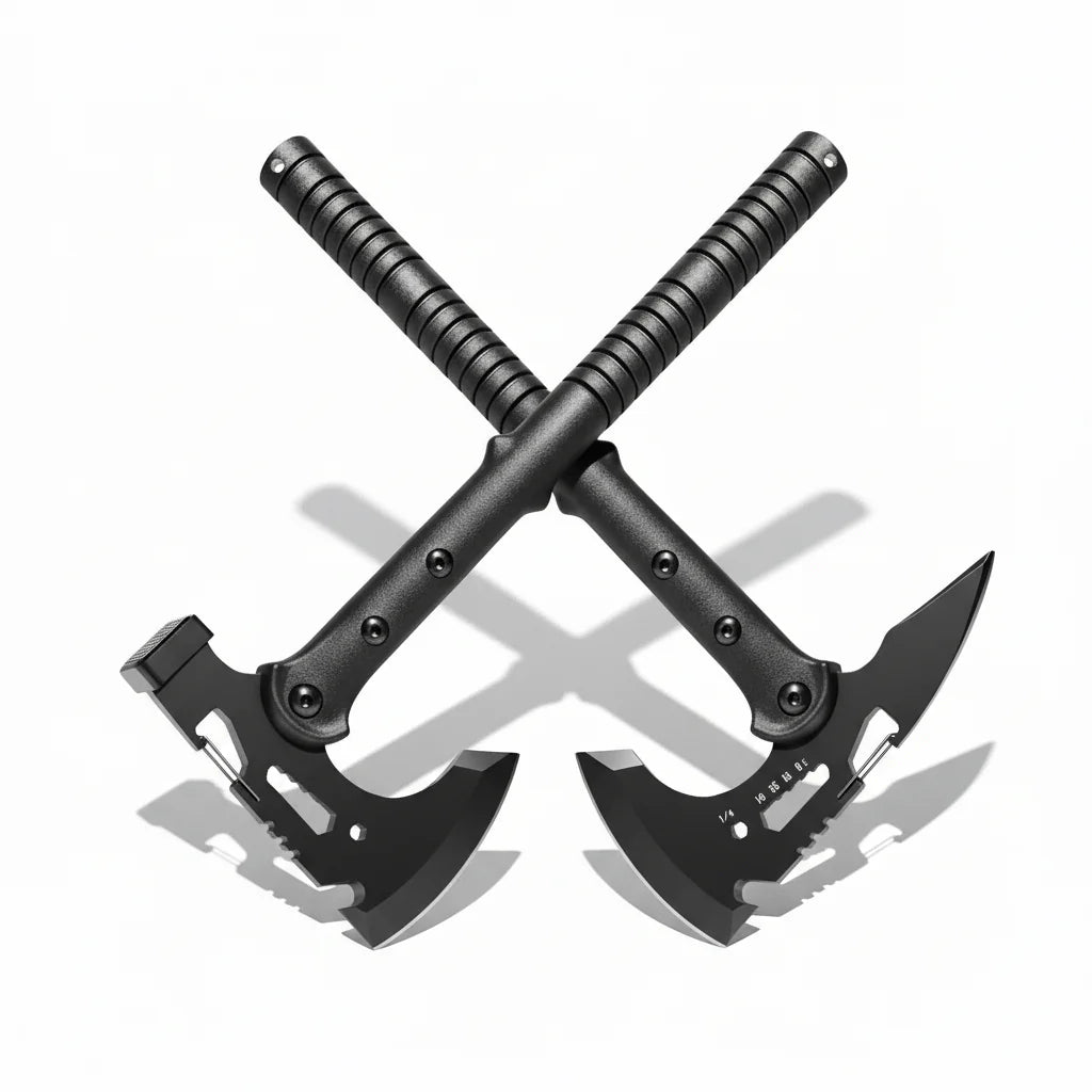 Camping Axe Set 4 Piece Tactical Hatchet Set with 2 Canvas Sheaths