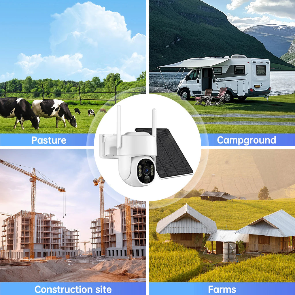 4G Rechargeable Battery PTZ CAMERA with 64GB Memory Card 4MP Dome Solar Camera CCTV Security 360 Degree Ip PTZ Camera