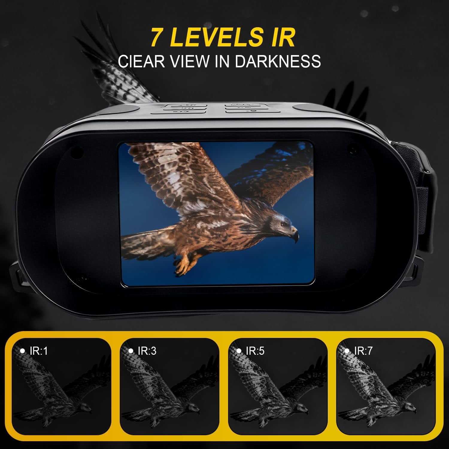 Night Vision Goggles - 4K Night Vision Binoculars for Adults Mit 32GB TFT Card 2700FT Ir/2000Mah, 2.8'' HD Screen, 7 Gear Infrared and 10X Digital Zoom for Outdoor Enthusiasts and Animal Watchers