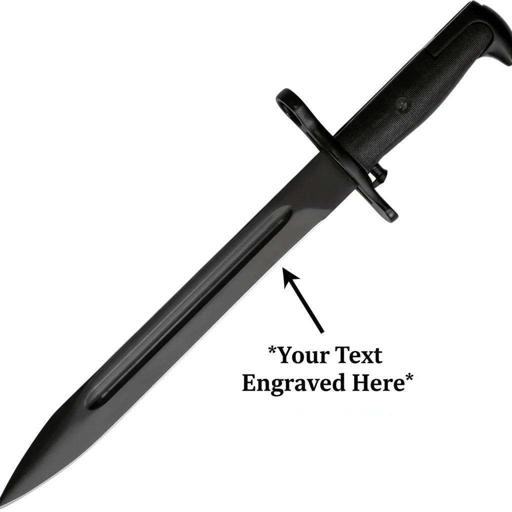 Black Stainless Steel Fixed-Blade Knife Black Grooved Stainless Handle