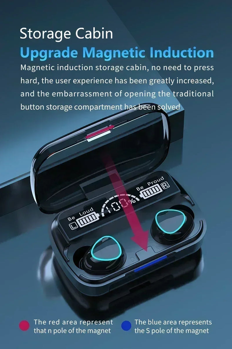 M10 Wireless Headphone Bluetooth Earphones Waterproof Earpieces Sport Earbuds for Huawei Iphone OPPO Xiaomi TWS Music Headset